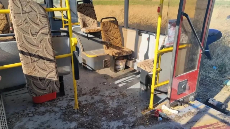 Последствия атаки ВСУ на автобус в Запорожской области. 1 августа 2026