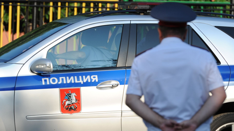 Полицейский автомобиль и сотрудник полиции