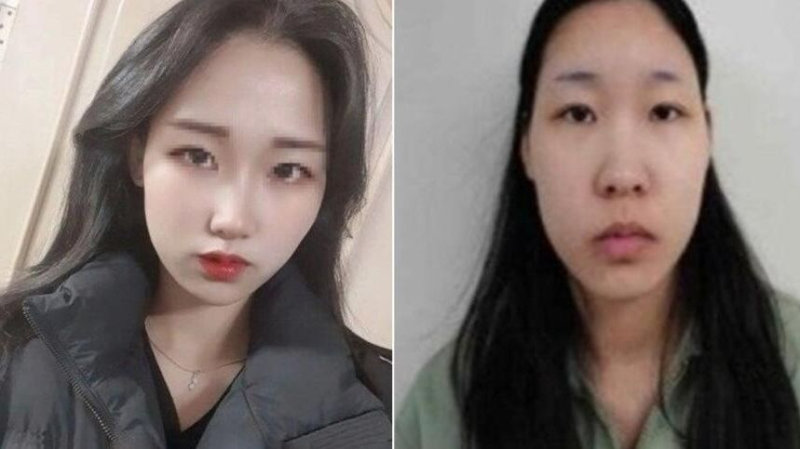 Фотографии 20-летней девушки по фамилии Ким из соцсети (слева) и опубликованное прокуратурой Сеула