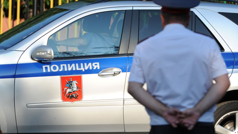 Полицейский автомобиль и сотрудник полиции
